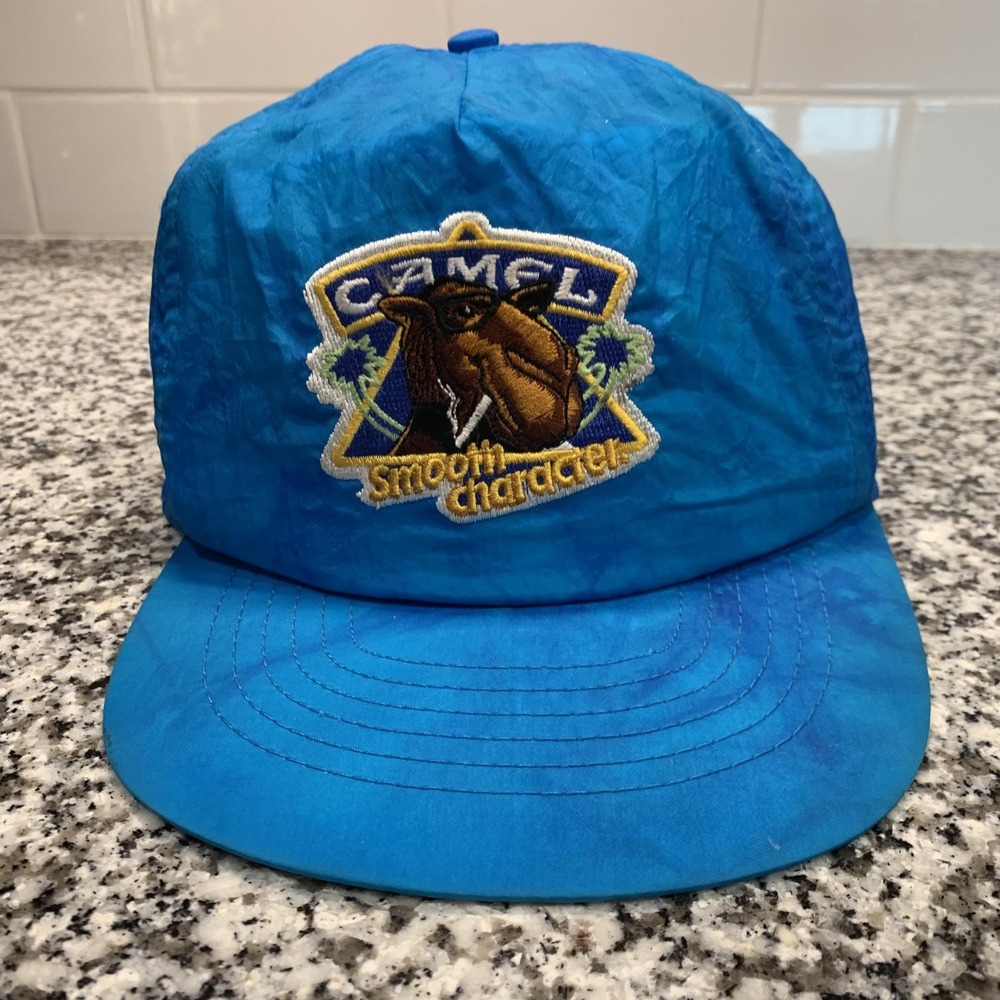 Vintage Camel Smooth Character Joe Camel Blue Nylon Snapback Hat Cap Promo 90s